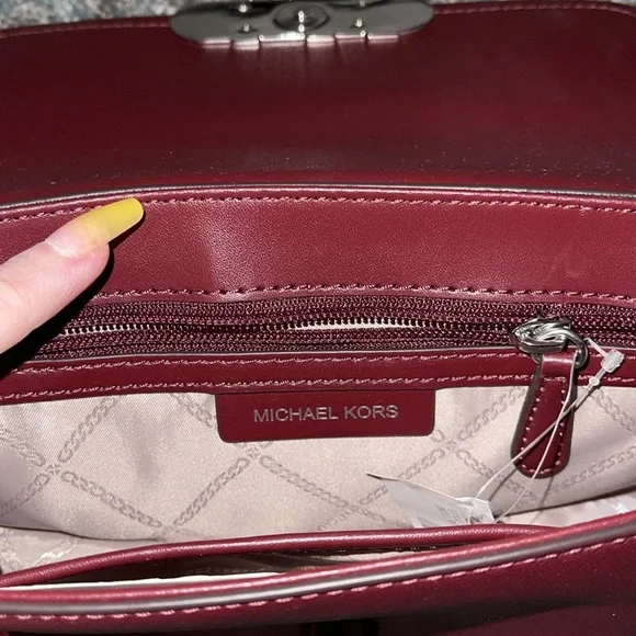 Michael Kors Burgundy Shoulder Bag with Silver Chain - Picture 7 of 7